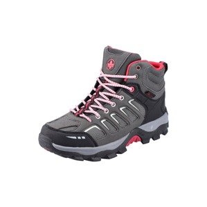 RIEKER Fűzős cipő  fekete / szürke / neon-rózsaszín