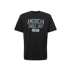 American Eagle Póló  fekete / világosszürke