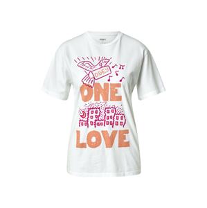 Obey T-Shirt 'CHOICE'  fehér / rózsaszín / narancs