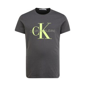 Calvin Klein Jeans Plus Póló  neonzöld / sötétszürke