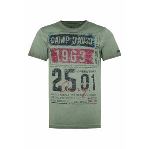CAMP DAVID T-Shirt mit Prints im Used Look  olíva