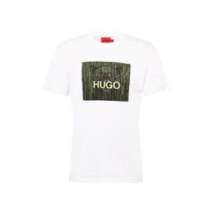 HUGO Póló 'Dintage'  fehér / világoszöld / fekete