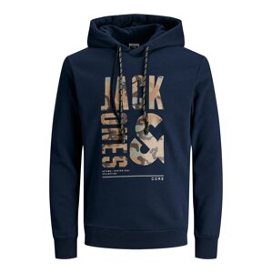 JACK & JONES Tréning póló  tengerészkék / barna / világosbarna / fehér