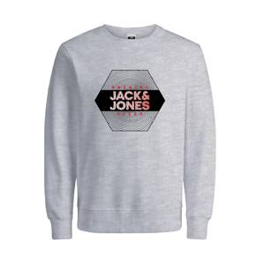 JACK & JONES Tréning póló  szürke melír / piros / fekete / fehér