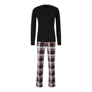 Emporio Armani Hosszú pizsama  fekete / piros / szürke