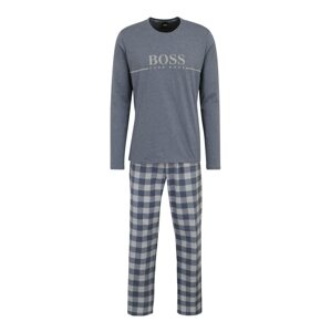 BOSS Black Hosszú pizsama  világosszürke / szürke melír