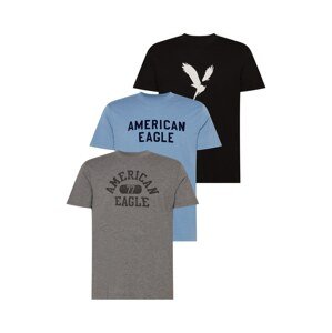 American Eagle Póló  galambkék / szürke / fekete / fehér