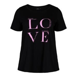 Zizzi T-Shirt 'Vera'  fekete / rózsaszín