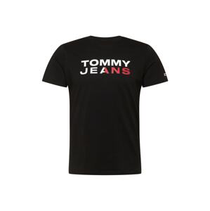 Tommy Jeans Póló  fekete / fehér / vérvörös