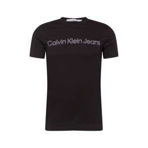 Calvin Klein Jeans Póló  fekete / ezüstszürke