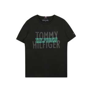 TOMMY HILFIGER Póló  fekete / szürke melír / türkiz
