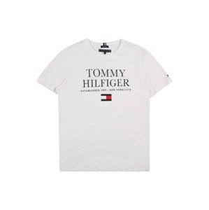 TOMMY HILFIGER Póló  fekete / vörösáfonya / piszkosfehér