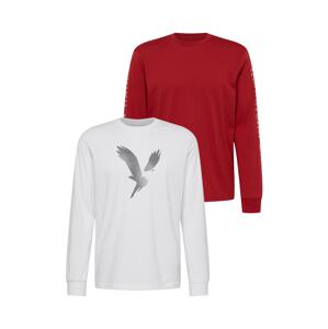 American Eagle Póló  szürke / piros / fehér