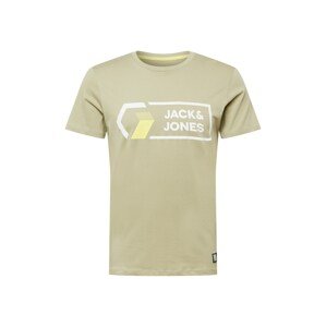JACK & JONES Póló 'LOGAN'  világoszöld / fehér / sárga