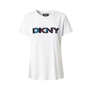 DKNY Póló  fehér / fekete / benzin / padlizsán