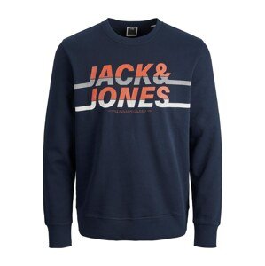 JACK & JONES Tréning póló 'Charles'  sötétkék / szürke / sötét narancssárga / fehér