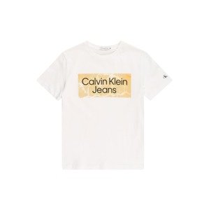 Calvin Klein Jeans Póló  fehér / világosbarna / fekete