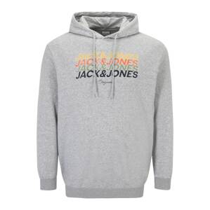 Jack & Jones Plus Tréning póló 'Brady'  szürke melír / sárga / zöld / narancs / éjkék