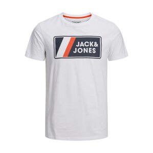 JACK & JONES Póló  fehér / tengerészkék / narancs