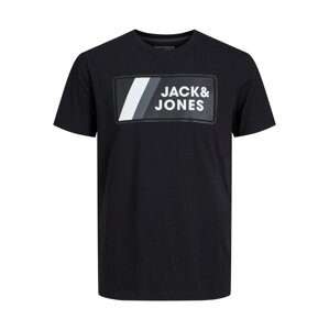 JACK & JONES Póló 'Jake'  fekete / fehér / szürke