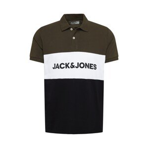 JACK & JONES Póló  khaki / fehér / éjkék