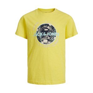 Jack & Jones Junior Póló 'Filt'  sárga / fehér / világoskék / éjkék