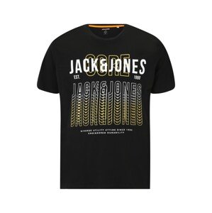 Jack & Jones Plus Póló 'CYBER'  fekete / fehér / sárga