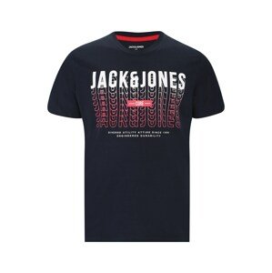 Jack & Jones Plus Póló 'CYBER'  sötétkék / fehér / világospiros