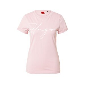 HUGO Póló 'The Slim Tee 17'  világos-rózsaszín / fehér