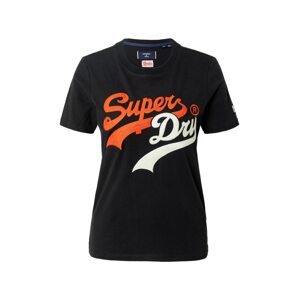 Superdry Póló  fekete / fehér / narancs