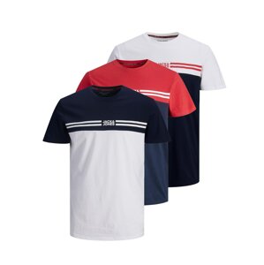JACK & JONES T-Shirt 'STEVE'  tengerészkék / fehér / piros