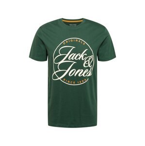 JACK & JONES Póló 'TRUCE'  zöld / fehér / világos narancs