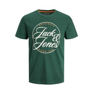 JACK & JONES Póló 'Truce'  zöld / világos narancs / fehér