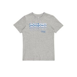 Jack & Jones Junior Póló 'BOOSTER'  szürke melír / kék / fehér