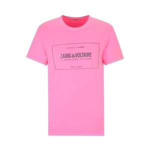 Zadig & Voltaire Póló 'TED BLASON'  szürke / rózsaszín / sötétvörös