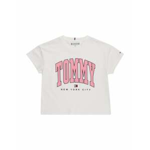 TOMMY HILFIGER Póló 'BOLD VARSITY'  fehér / fekete / piros / világos-rózsaszín