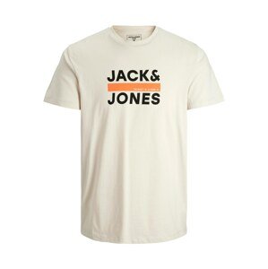 JACK & JONES Póló 'DAN'  világosszürke / fekete / fehér / világos narancs