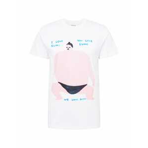 DEDICATED. Póló 'Stockholm'  fehér / rózsaszín / világoskék / fekete