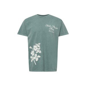 BDG Urban Outfitters Póló 'STATE FLOWER SHOW'  smaragd / fehér