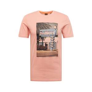 BOSS Orange Póló 'Thinking 4'  rózsaszín / fekete / világoskék