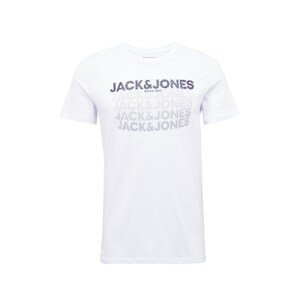JACK & JONES Póló 'Cheddar'  fehér / fekete / szürke