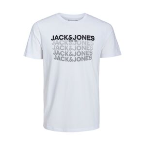 JACK & JONES Póló 'Cheddar'  szürke / fekete / fehér