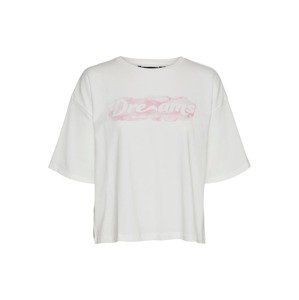VERO MODA Póló  természetes fehér / világos-rózsaszín