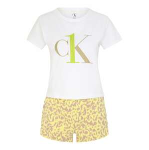 Calvin Klein Underwear Pizsama  fehér / zöld / sötét bézs / sárga / sötétlila