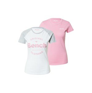 BENCH Póló  rózsaszín / fehér / szürke melír