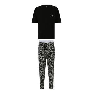Calvin Klein Underwear Hosszú pizsama  szürke / fekete / fehér