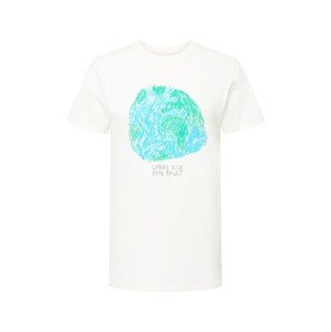 DEDICATED. Póló 'Stockholm Crayon Globe'  fehér / világoskék / fűzöld