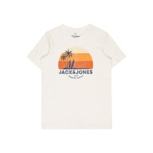 Jack & Jones Junior Póló 'Palm'  fehér / narancs / világos narancs / tengerészkék
