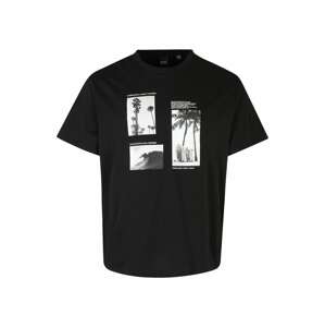 Only & Sons Big & Tall Póló 'IVEY'  fekete / természetes fehér / sötétszürke