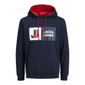 JACK & JONES Tréning póló 'LOGAN'  tengerészkék / fehér / piros
